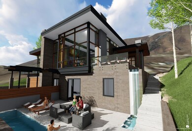 Exterior view of lower deck and pool are