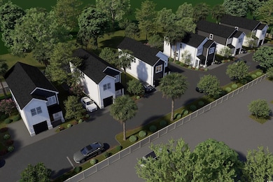 Aerial perspective of suburban area