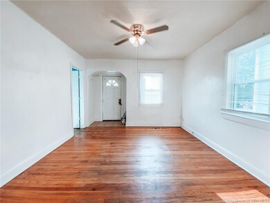 Living room with original hardwood floors!