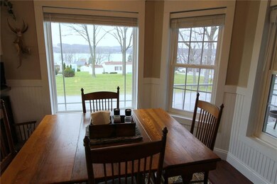 Eat-in area of the kitchen with lake views.