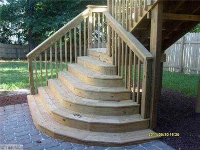 Patio/Deck. Rounded stairs leading to patio