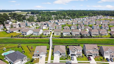 Aerial perspective of suburban area