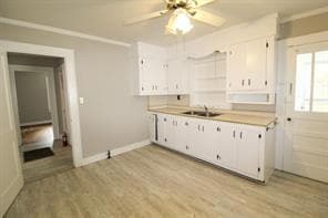 Kitchen featuring light wood-type flooring, light 
