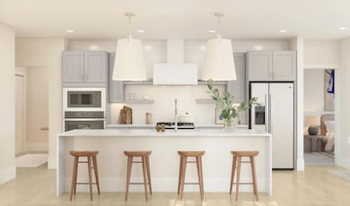 Kitchen with pendant lighting-Artist Rendering