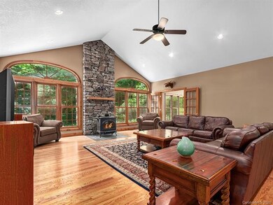 Huge great room with gorgeous masonry and gleaming
