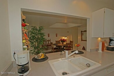 View from kitchen to dining area.