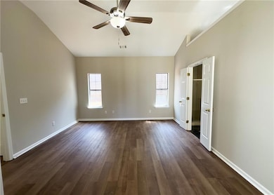 This oversized master bedroom is a true retreat, f