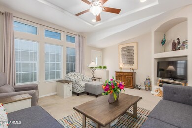 Elegant tray ceiling TV niche