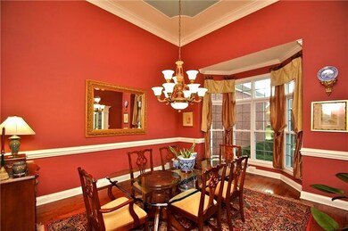 Elegant Formal Dining with 14' Ceiling, Custom Colors and  Rich Millwork.