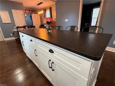 Island with granite counters