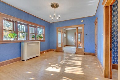 Formal dining room with built-in's and lead-glass 