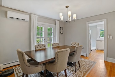 Dining room with doors to back yard
