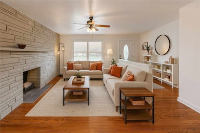 Family Room virtually staged with a Scandinavian d