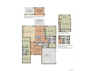 First Floor Layout - home has the opt screen porch