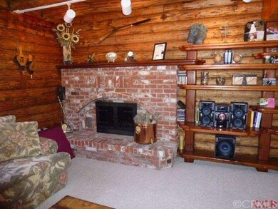 Brick woodburning fireplace