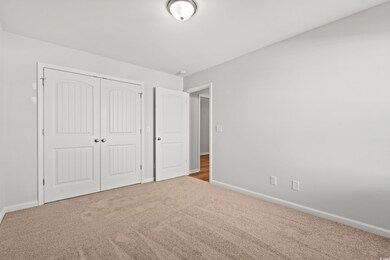 Unfurnished bedroom with carpet and a closet