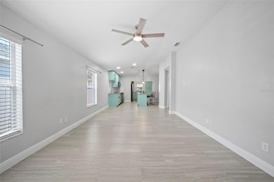 Entering the home, Living room and kitchen