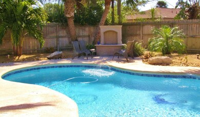 Pool with Freestanding Fire Pit
