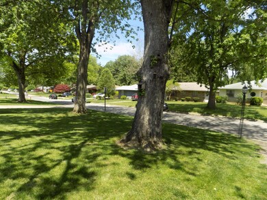 Front view down the street