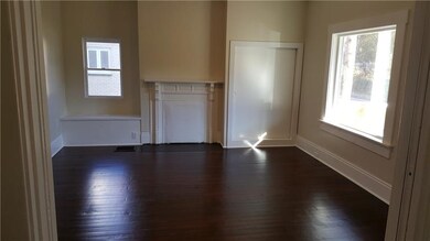 Living room with original pocket doors
