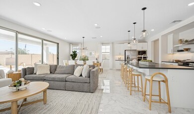 Great room with sliding glass door bringing in natural light