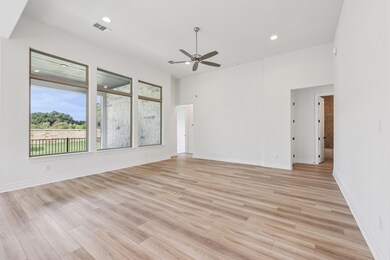 Unfurnished room with recessed lighting, light wood finished floors, and ceiling fan