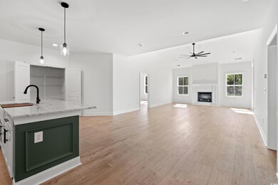 Kitchen featuring ceiling fan, decorative light fi