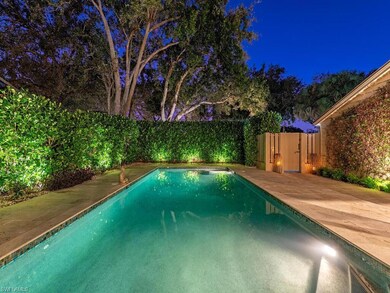 View of pool at night