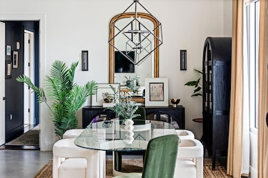 Dining space featuring a chandelier