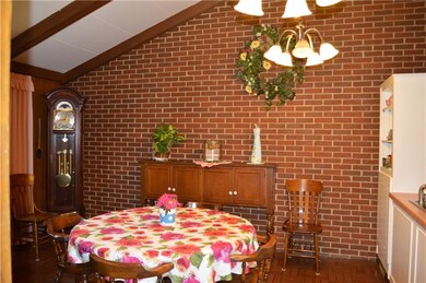 Exposed brick in kitchen