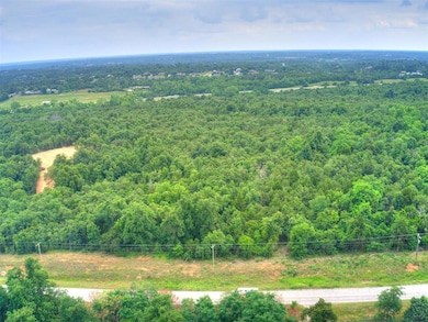 Drone / aerial view with a wooded view