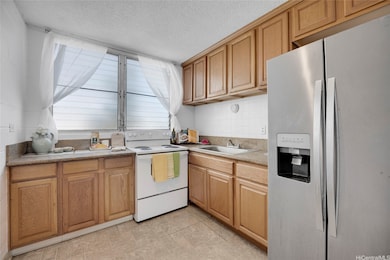kitchen has lots of counter space and cabinets for