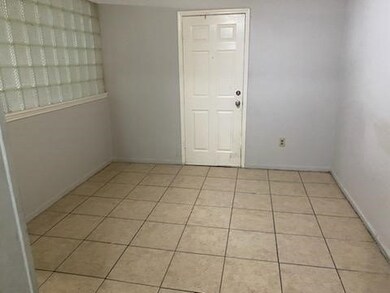 Glass Block window and tiled flooring