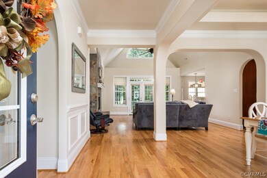 Amazing details in this home- rounded drywall corners, moldings throughout, beautiful hardwood floors, and more.