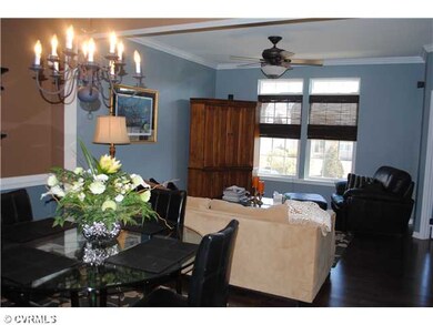 Living Room - Ceiling fan & hardwood floors