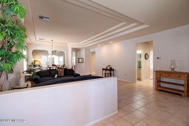 coffered ceiling living/dining