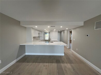 Kitchen featuring a peninsula, light wood-style fl