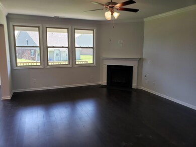 Large open family room with gas fireplace