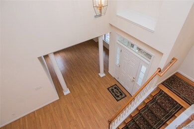 View of foyer from second floor hall.  Notice the