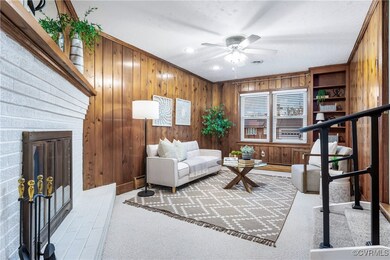 Family Room with Wood Panelling, Carpet & Ceiling