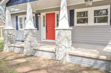 Beautiful stone work with large front porch