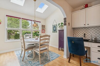 Breakfast nook/dining area with skylights