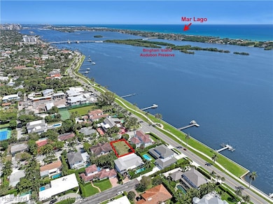 Flagler Drive looking North.  Southern Bridge to Mar-a-Lago and Palm Beach Island.  Clock Tower Beach.
