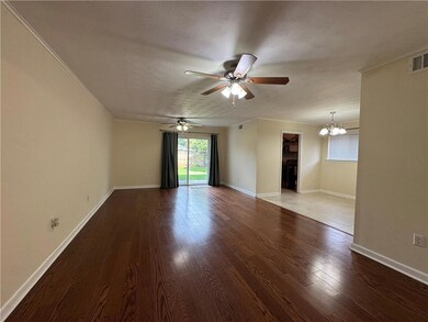 Den with slider to back yard