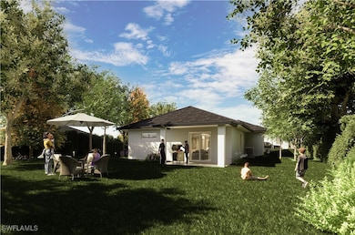 Back of property featuring a lawn, cooling unit, a