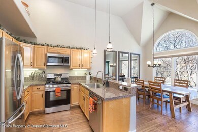 Kitchen opens to dining