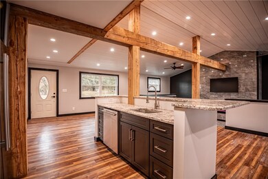 Kitchen island overlooking the family room!