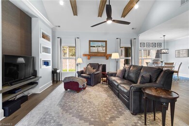 Greatroom with beam ceiling details