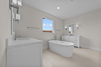 Primary bath with dual vanities