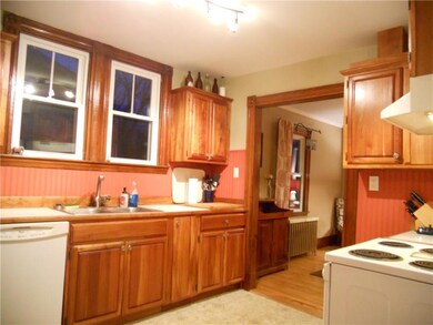 Convenient kitchen leads to dining